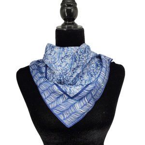 Vintage Silky Scarf Blue Acetate Abstract 21" Square